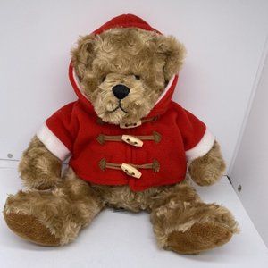 Cuddles Time UK 12" Brown Teddy Bear Wearing a Red Jacket Coat Plush Stuffed Toy